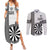 Personalised Fiji Darts Couples Matching Summer Maxi Dress and Long Sleeve Button Shirt Fijian Tapa Pattern - White