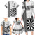 Personalised Fiji Darts Family Matching Long Sleeve Bodycon Dress and Hawaiian Shirt Fijian Tapa Pattern - White