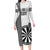 Personalised Fiji Darts Family Matching Long Sleeve Bodycon Dress and Hawaiian Shirt Fijian Tapa Pattern - White