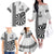 Personalised Fiji Darts Family Matching Off The Shoulder Long Sleeve Dress and Hawaiian Shirt Fijian Tapa Pattern - White