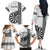 Personalised Fiji Darts Family Matching Off The Shoulder Long Sleeve Dress and Hawaiian Shirt Fijian Tapa Pattern - White