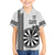 Personalised Fiji Darts Family Matching Off The Shoulder Long Sleeve Dress and Hawaiian Shirt Fijian Tapa Pattern - White