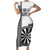 Personalised Fiji Darts Family Matching Short Sleeve Bodycon Dress and Hawaiian Shirt Fijian Tapa Pattern - White