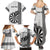 Personalised Fiji Darts Family Matching Summer Maxi Dress and Hawaiian Shirt Fijian Tapa Pattern - White