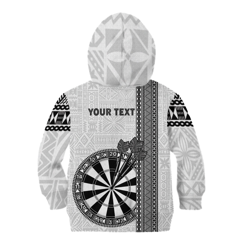 Personalised Fiji Darts Kid Hoodie Fijian Tapa Pattern - White