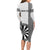 Personalised Fiji Darts Long Sleeve Bodycon Dress Fijian Tapa Pattern - White