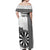 Personalised Fiji Darts Off Shoulder Maxi Dress Fijian Tapa Pattern - White