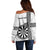 Personalised Fiji Darts Off Shoulder Sweater Fijian Tapa Pattern - White