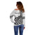 Personalised Fiji Darts Off Shoulder Sweater Fijian Tapa Pattern - White