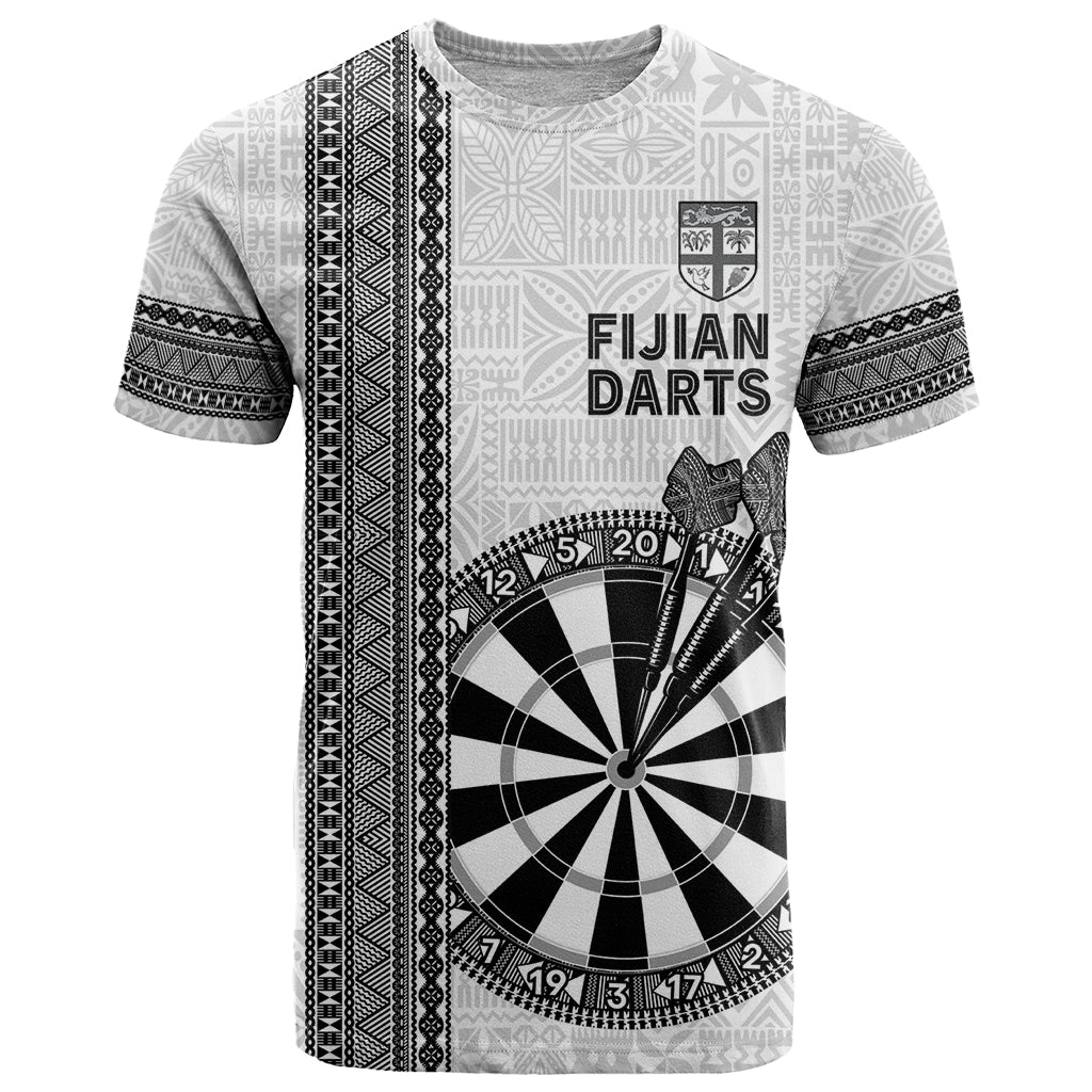 Personalised Fiji Darts T Shirt Fijian Tapa Pattern - White
