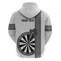 Personalised Fiji Darts Zip Hoodie Fijian Tapa Pattern - White