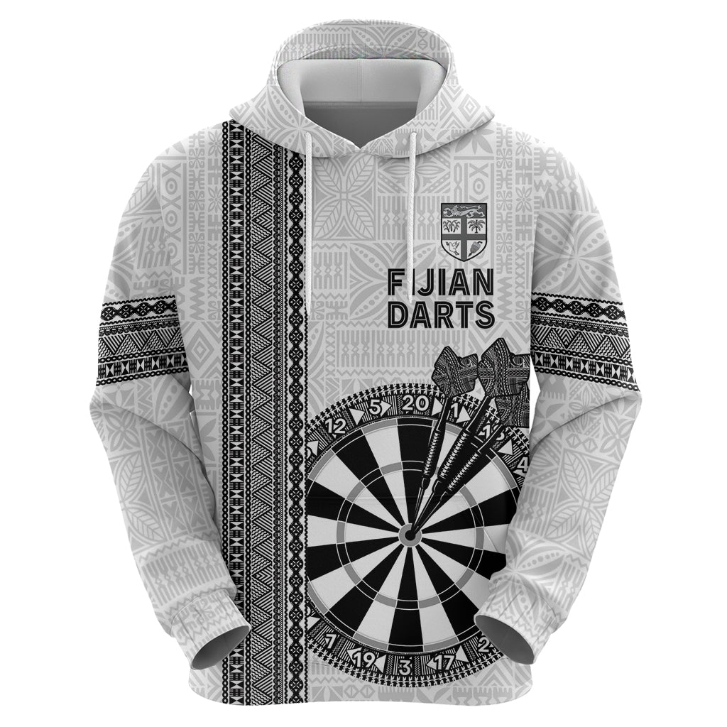 Personalised Fiji Darts Zip Hoodie Fijian Tapa Pattern - White