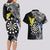 Personalised Cook Islands Darts Couples Matching Long Sleeve Bodycon Dress and Hawaiian Shirt Kuki Airani Tribal Pattern