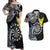 Personalised Cook Islands Darts Couples Matching Off Shoulder Maxi Dress and Hawaiian Shirt Kuki Airani Tribal Pattern