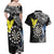 Personalised Cook Islands Darts Couples Matching Off Shoulder Maxi Dress and Hawaiian Shirt Kuki Airani Tribal Pattern