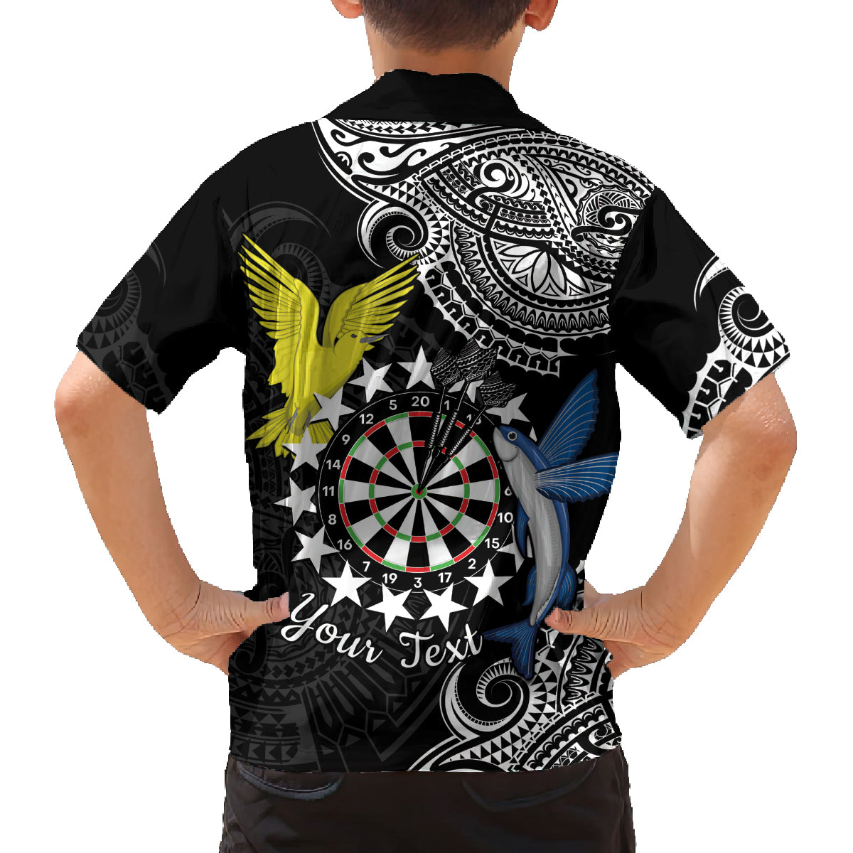 Personalised Cook Islands Darts Family Matching Off The Shoulder Long Sleeve Dress and Hawaiian Shirt Kuki Airani Tribal Pattern