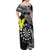 Personalised Cook Islands Darts Family Matching Off Shoulder Maxi Dress and Hawaiian Shirt Kuki Airani Tribal Pattern