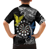 Personalised Cook Islands Darts Family Matching Off Shoulder Short Dress and Hawaiian Shirt Kuki Airani Tribal Pattern