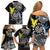 Personalised Cook Islands Darts Family Matching Off Shoulder Short Dress and Hawaiian Shirt Kuki Airani Tribal Pattern