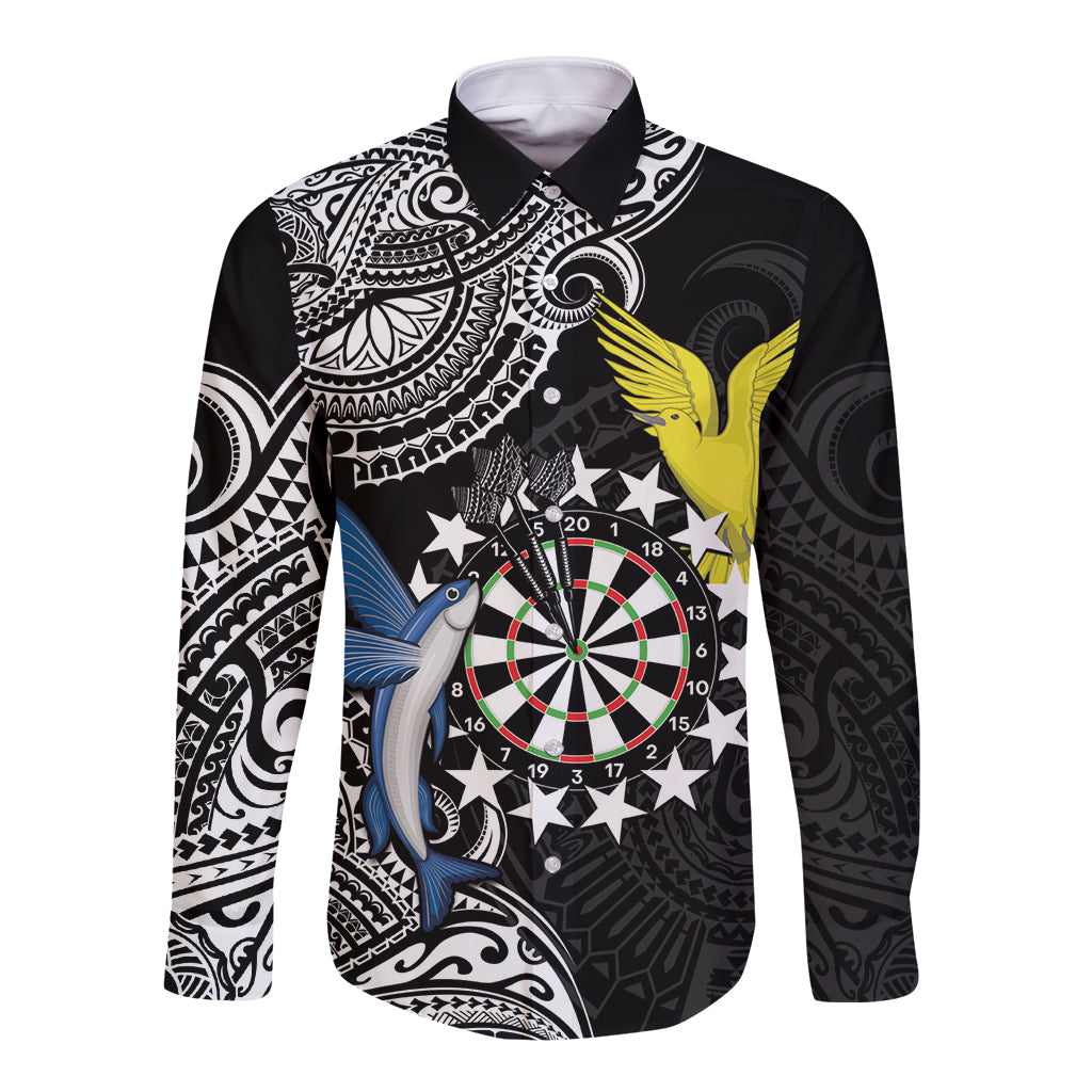 Personalised Cook Islands Darts Long Sleeve Button Shirt Kuki Airani Tribal Pattern