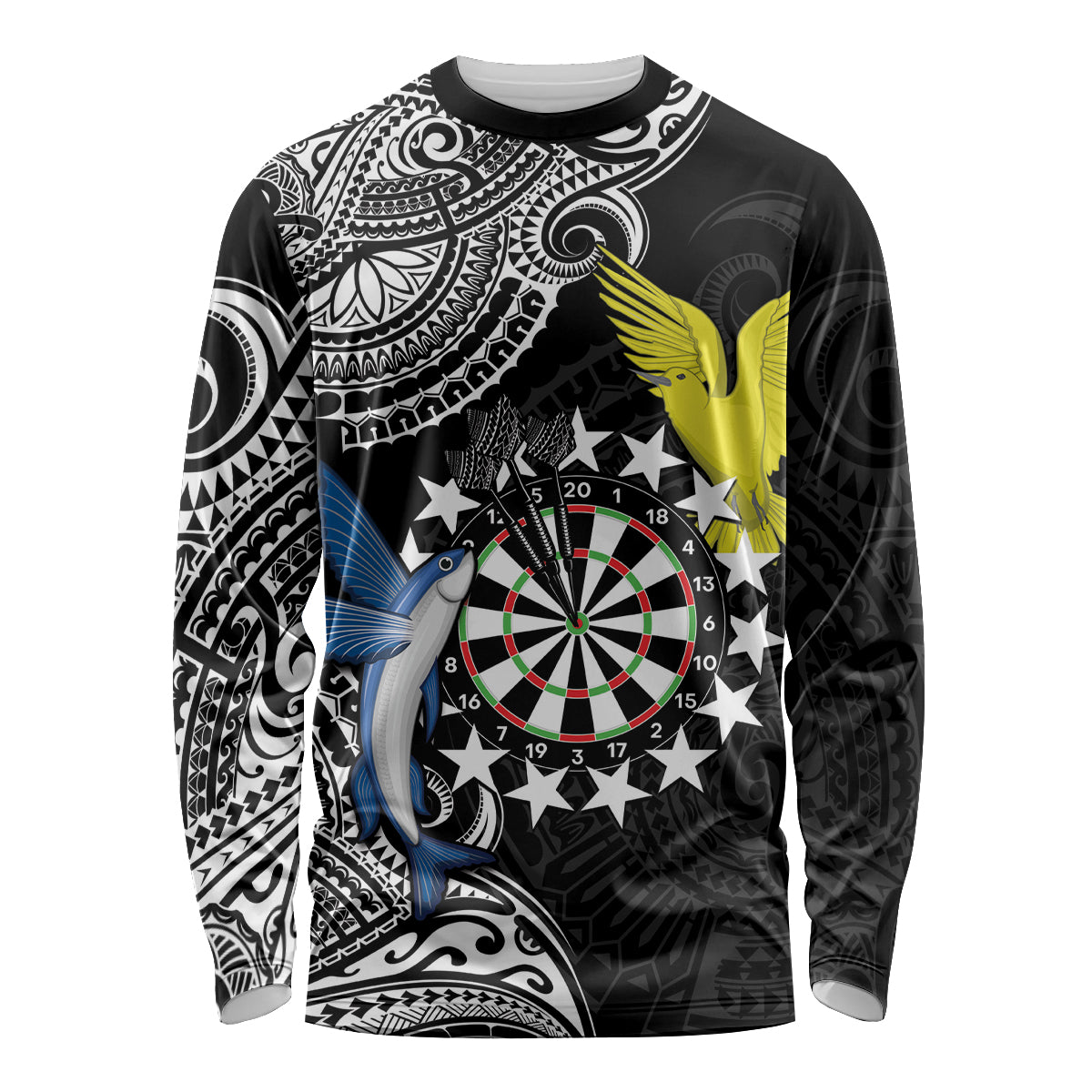 Personalised Cook Islands Darts Long Sleeve Shirt Kuki Airani Tribal Pattern