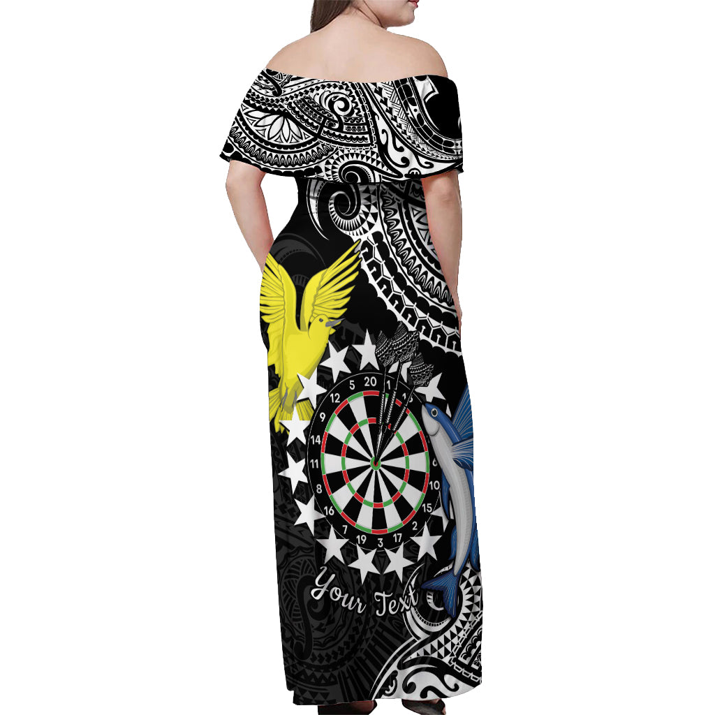 Personalised Cook Islands Darts Off Shoulder Maxi Dress Kuki Airani Tribal Pattern LT14 - Polynesian Pride