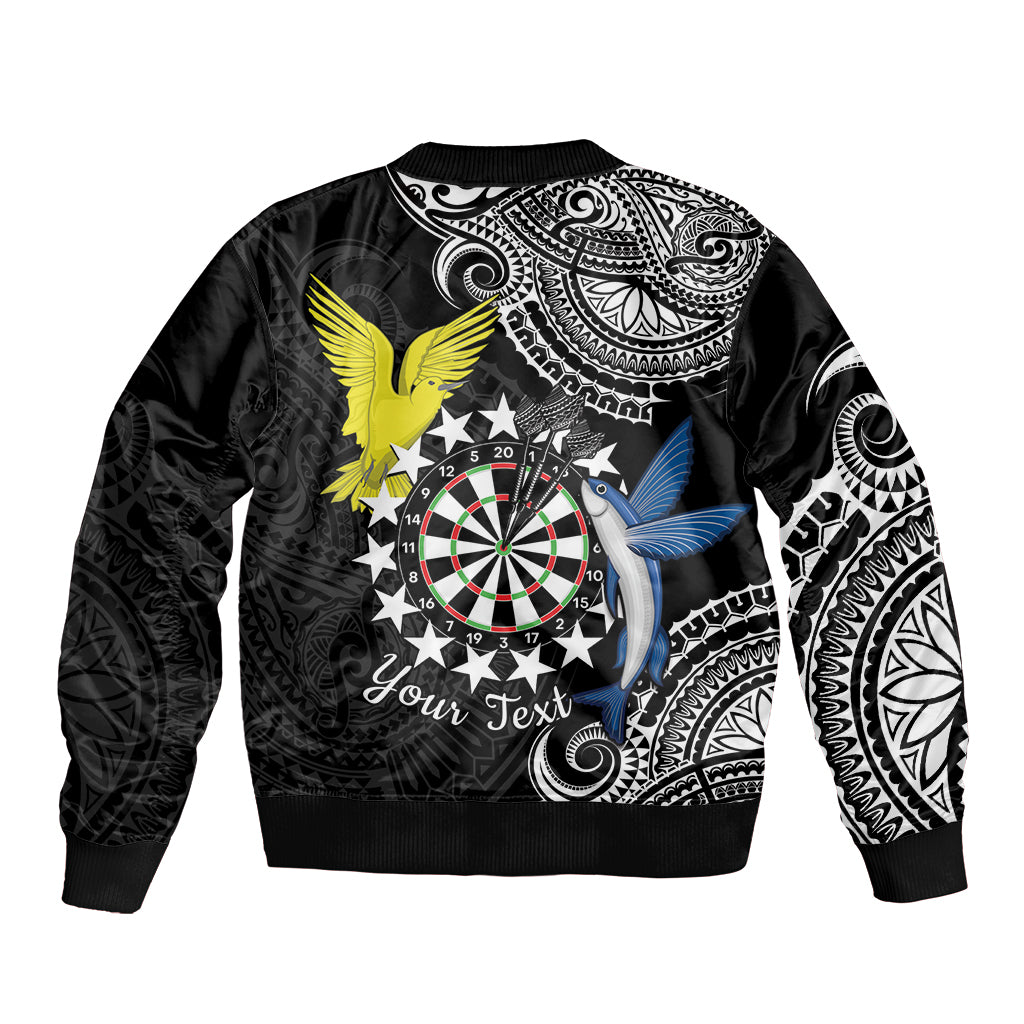 Personalised Cook Islands Darts Sleeve Zip Bomber Jacket Kuki Airani Tribal Pattern LT14 - Polynesian Pride