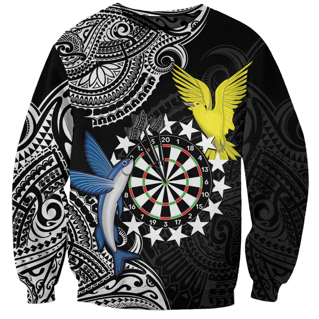 Personalised Cook Islands Darts Sweatshirt Kuki Airani Tribal Pattern LT14 Unisex Black - Polynesian Pride