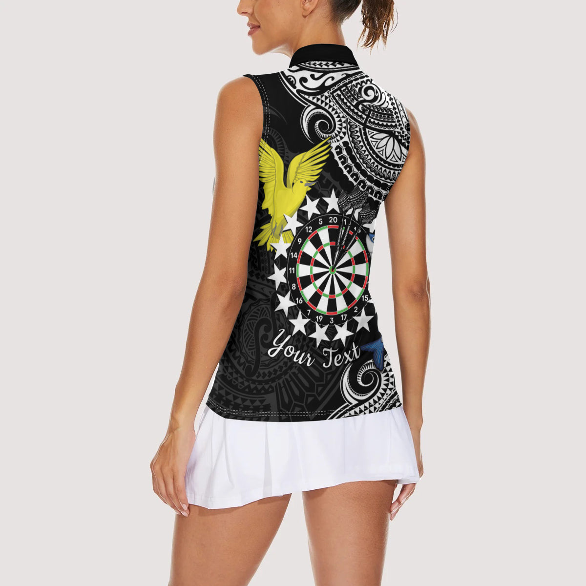 Personalised Cook Islands Darts Women Sleeveless Polo Shirt Kuki Airani Tribal Pattern