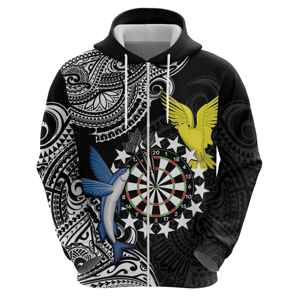 Personalised Cook Islands Darts Zip Hoodie Kuki Airani Tribal Pattern