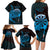 Aloha Hawaii Darts Family Matching Long Sleeve Bodycon Dress and Hawaiian Shirt Dart Board With Polynesian Shark - Blue