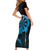 Aloha Hawaii Darts Family Matching Short Sleeve Bodycon Dress and Hawaiian Shirt Dart Board With Polynesian Shark - Blue