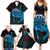 Aloha Hawaii Darts Family Matching Summer Maxi Dress and Hawaiian Shirt Dart Board With Polynesian Shark - Blue