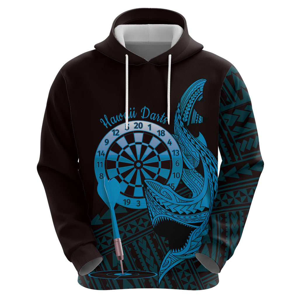 Aloha Hawaii Darts Hoodie Dart Board With Polynesian Shark - Blue