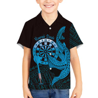 Aloha Hawaii Darts Kid Hawaiian Shirt Dart Board With Polynesian Shark - Blue LT14 Kid Blue - Polynesian Pride