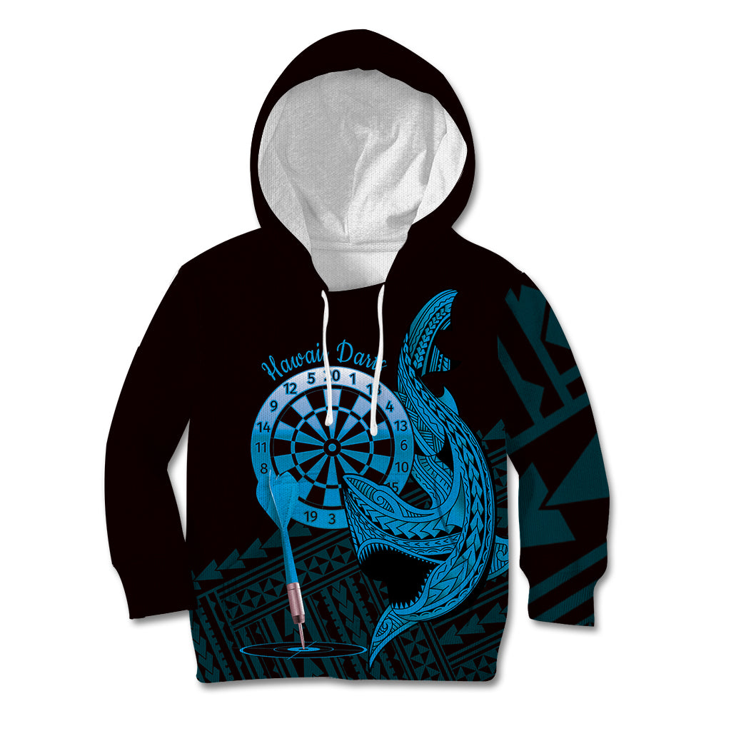 Aloha Hawaii Darts Kid Hoodie Dart Board With Polynesian Shark - Blue