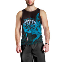 Aloha Hawaii Darts Men Tank Top Dart Board With Polynesian Shark - Blue LT14 - Polynesian Pride