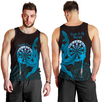 Aloha Hawaii Darts Men Tank Top Dart Board With Polynesian Shark - Blue LT14 - Polynesian Pride