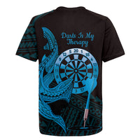 Aloha Hawaii Darts Rugby Jersey Dart Board With Polynesian Shark - Blue