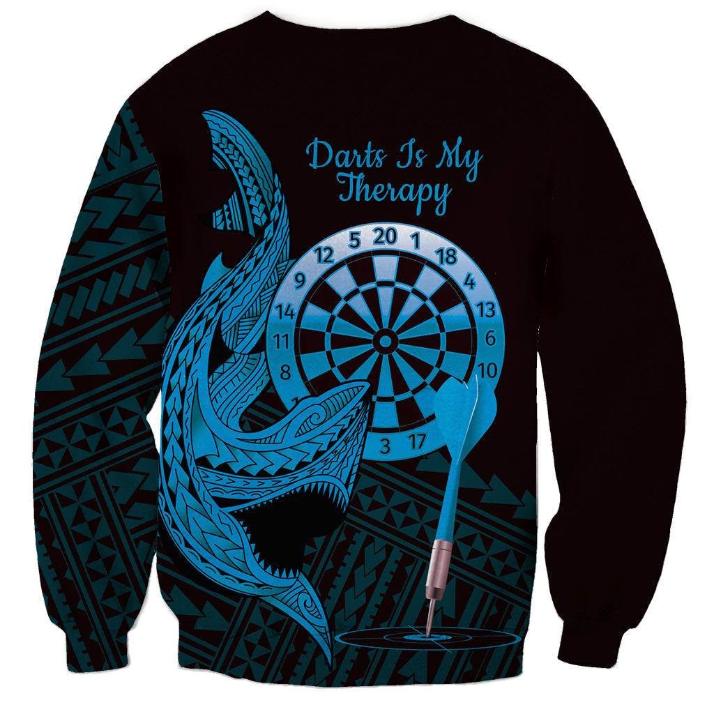 Aloha Hawaii Darts Sweatshirt Dart Board With Polynesian Shark - Blue LT14 - Polynesian Pride