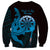 Aloha Hawaii Darts Sweatshirt Dart Board With Polynesian Shark - Blue