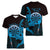 Aloha Hawaii Darts Women V-Neck T-Shirt Dart Board With Polynesian Shark - Blue