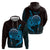 Aloha Hawaii Darts Zip Hoodie Dart Board With Polynesian Shark - Blue