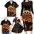 Aloha Hawaii Darts Family Matching Long Sleeve Bodycon Dress and Hawaiian Shirt Dart Board With Polynesian Shark - Gold