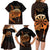 Aloha Hawaii Darts Family Matching Long Sleeve Bodycon Dress and Hawaiian Shirt Dart Board With Polynesian Shark - Gold