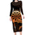 Aloha Hawaii Darts Family Matching Long Sleeve Bodycon Dress and Hawaiian Shirt Dart Board With Polynesian Shark - Gold