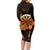 Aloha Hawaii Darts Family Matching Long Sleeve Bodycon Dress and Hawaiian Shirt Dart Board With Polynesian Shark - Gold