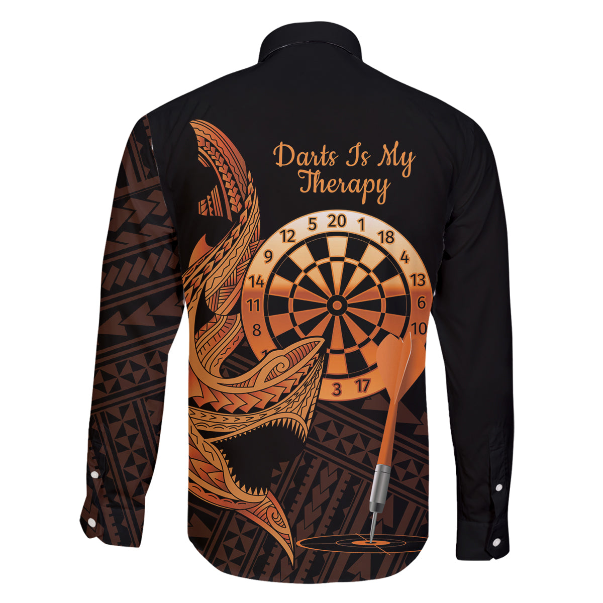Aloha Hawaii Darts Family Matching Mermaid Dress and Hawaiian Shirt Dart Board With Polynesian Shark - Gold LT14 - Polynesian Pride