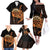 Aloha Hawaii Darts Family Matching Off The Shoulder Long Sleeve Dress and Hawaiian Shirt Dart Board With Polynesian Shark - Gold