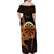 Aloha Hawaii Darts Family Matching Off Shoulder Maxi Dress and Hawaiian Shirt Dart Board With Polynesian Shark - Gold